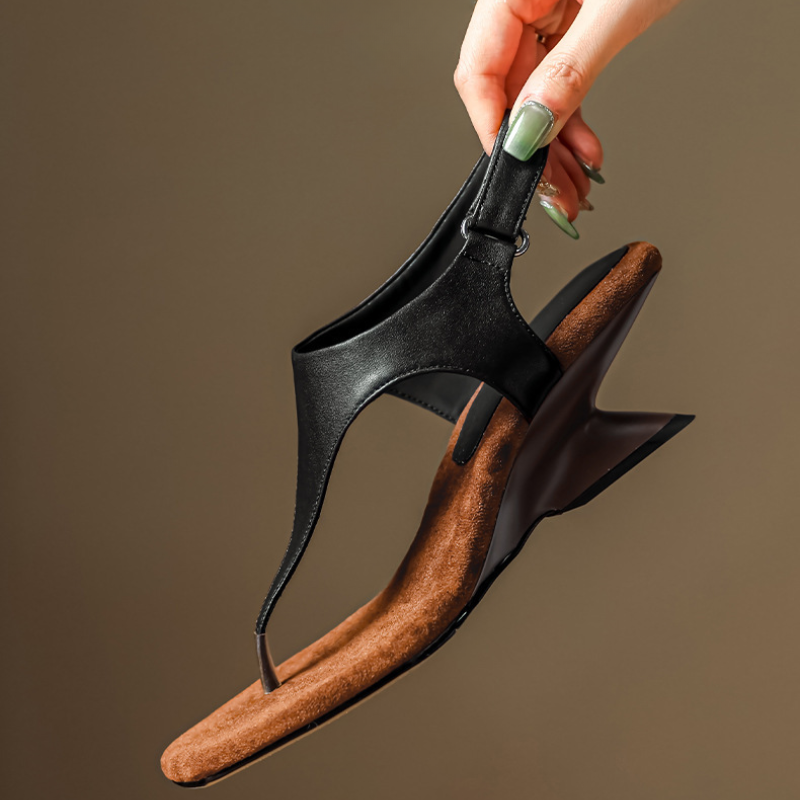 Sculpted T-Strap Heeled Sandals