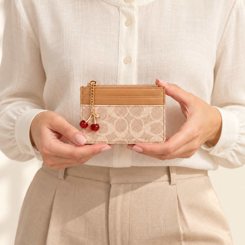 Cherry Monogram Women’s Card Holder