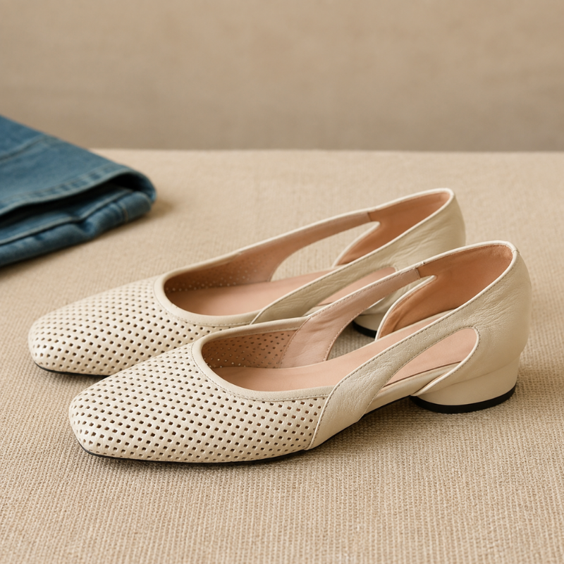 Elodie Cutwork Mary Jane Sandals