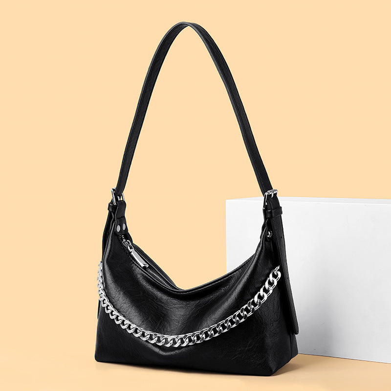 Chain Accent Premium Shoulder Bag