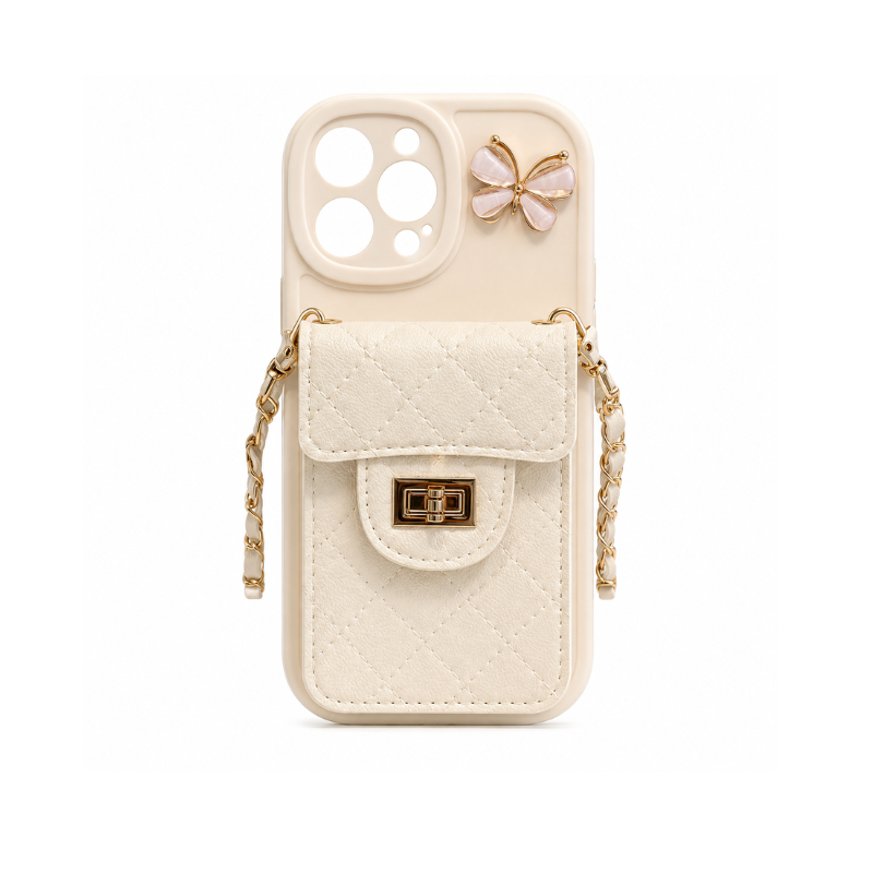 Butterfly Quilted Chain Card Holder iPhone Case