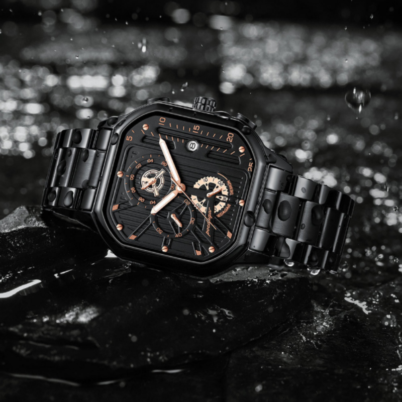Angular Luminous Steel Watch