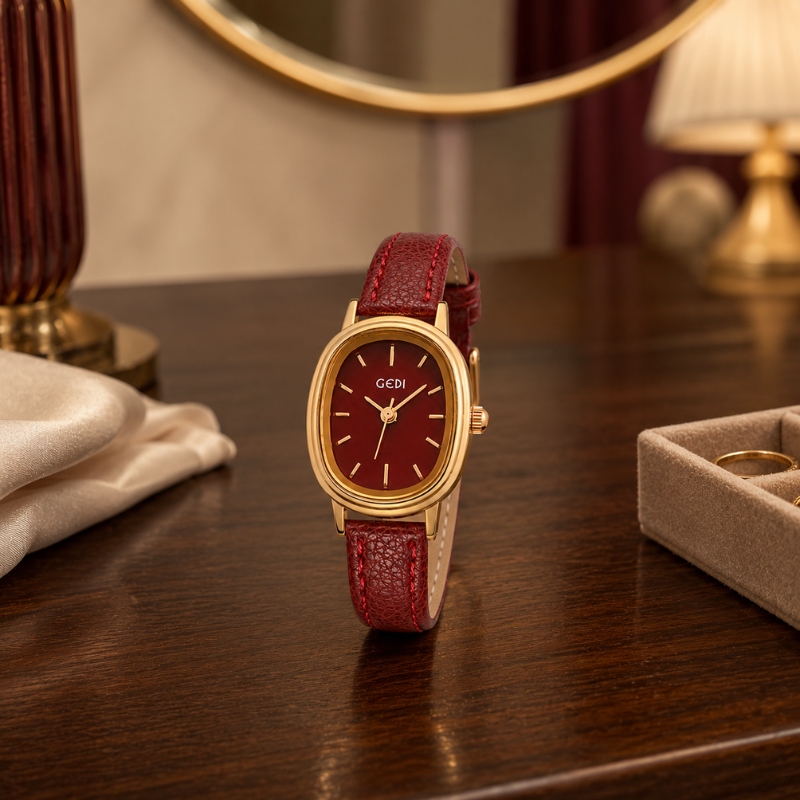Ruby Rectangle Leather Watch