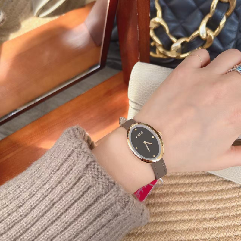 Oval Minimal Leather Watch