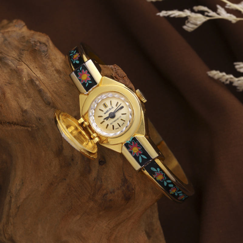 Floral Secret Flip Bracelet Watch