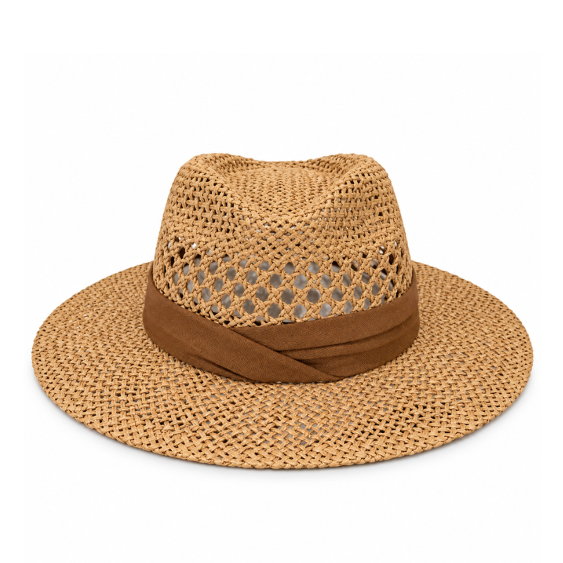 Camille French Retro Open-Weave Straw Hat