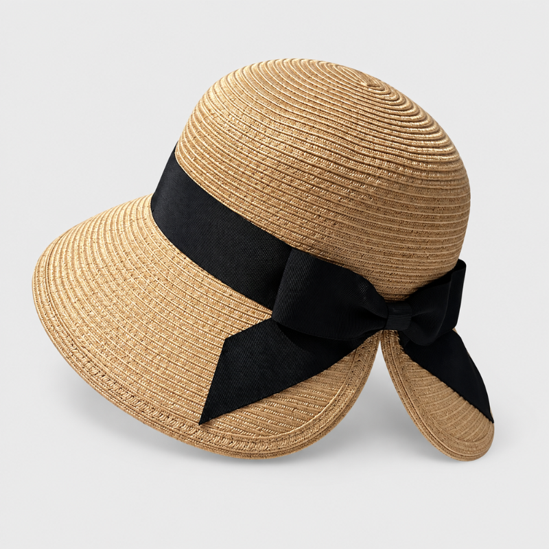 Elodie Bow-Tie Split Brim Straw Hat