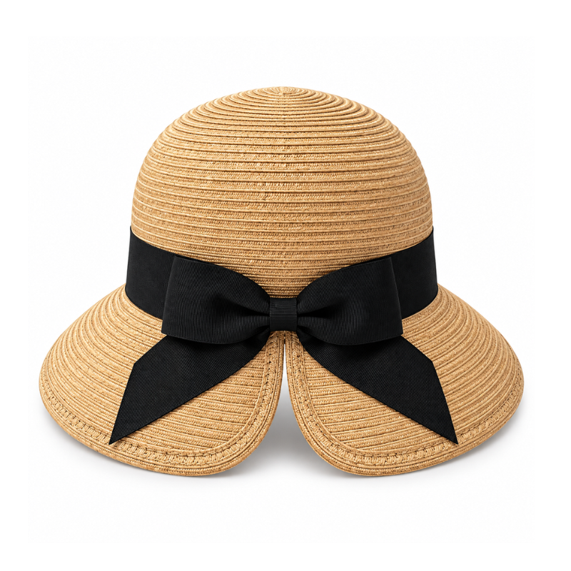 Elodie Bow-Tie Split Brim Straw Hat