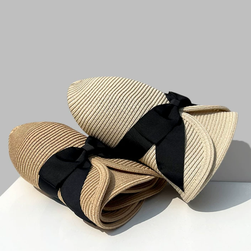 Elodie Bow-Tie Split Brim Straw Hat