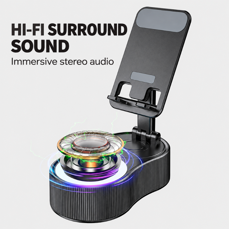 Rotating Bluetooth Speaker with Phone Holder