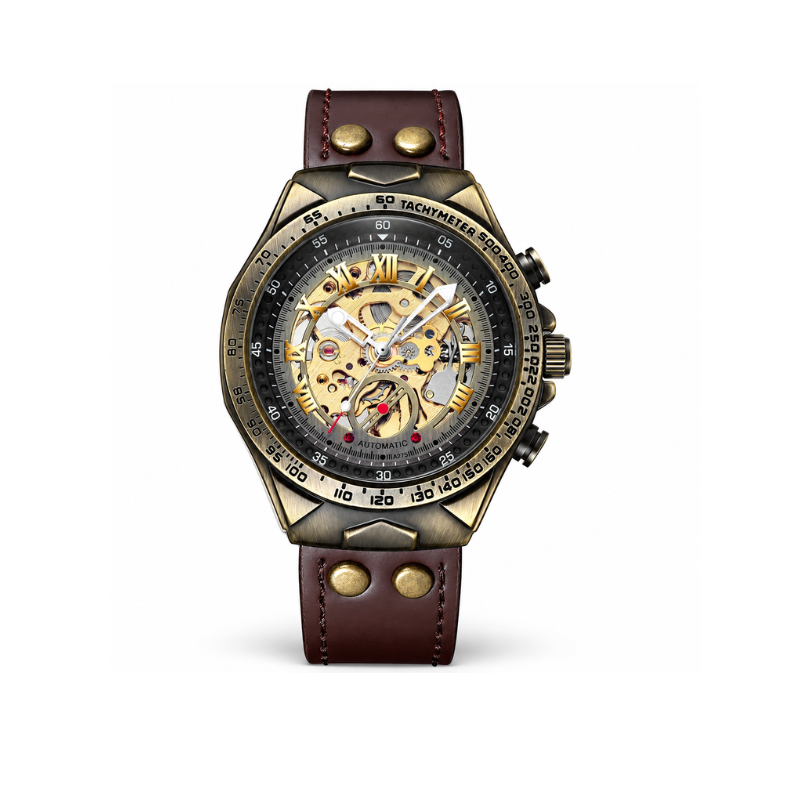 Vintage Bronze Skeleton Mechanical Watch