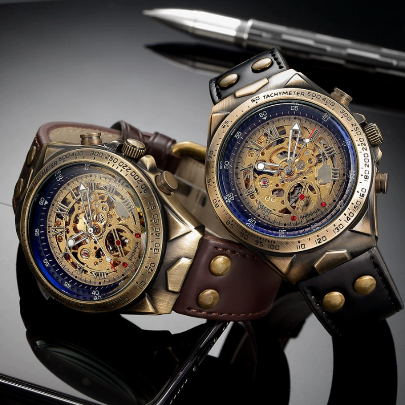 Vintage Bronze Skeleton Mechanical Watch