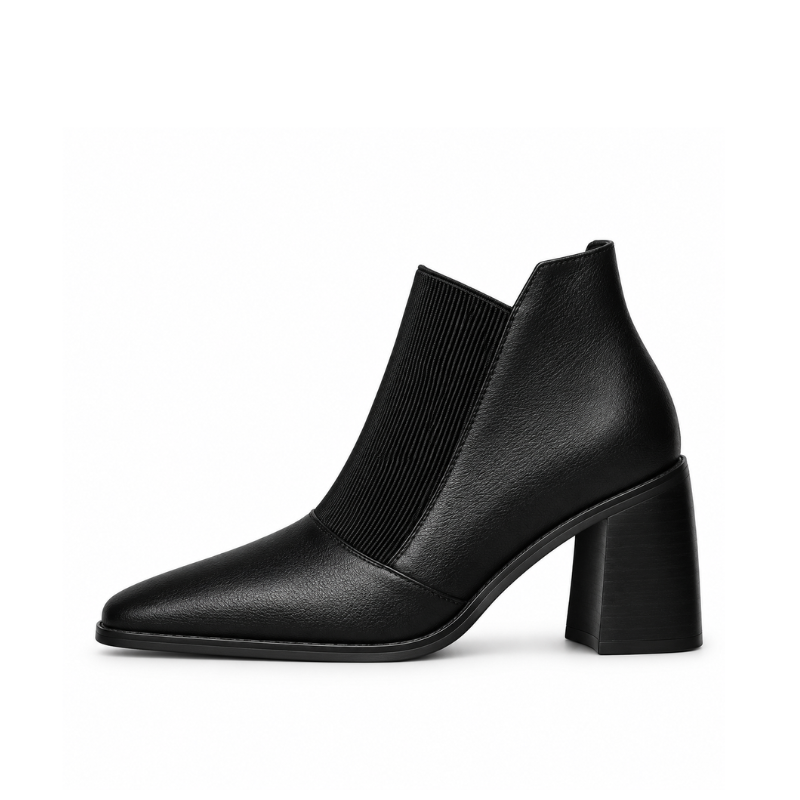 Square-Toe Chunky Heel Ankle Boots