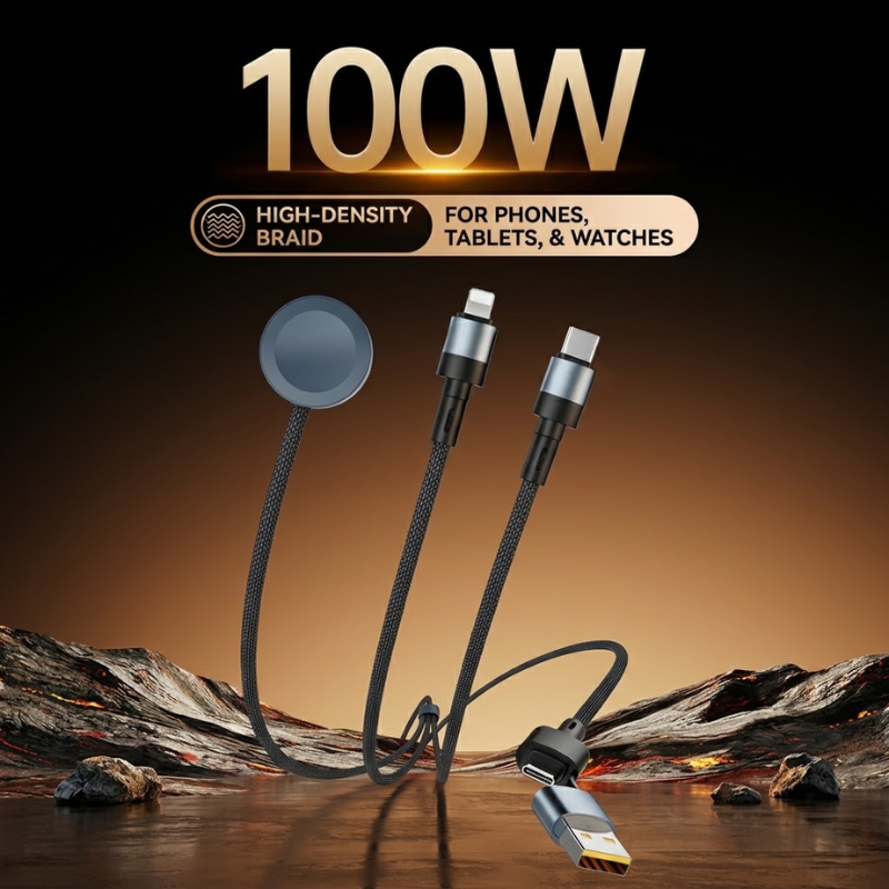 Tri Charge 100W 3-in-1 Charging Cable