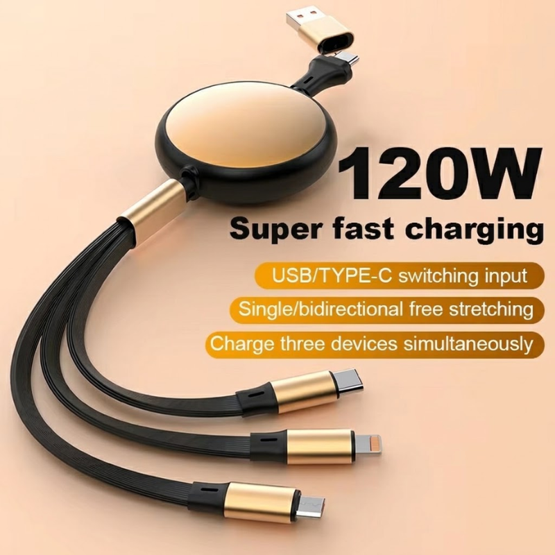 Retractable 3-in-1 Fast Charging Cable
