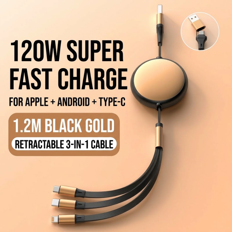 Retractable 3-in-1 Fast Charging Cable