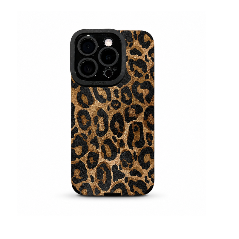 Retro Leopard Print Leather iPhone Case