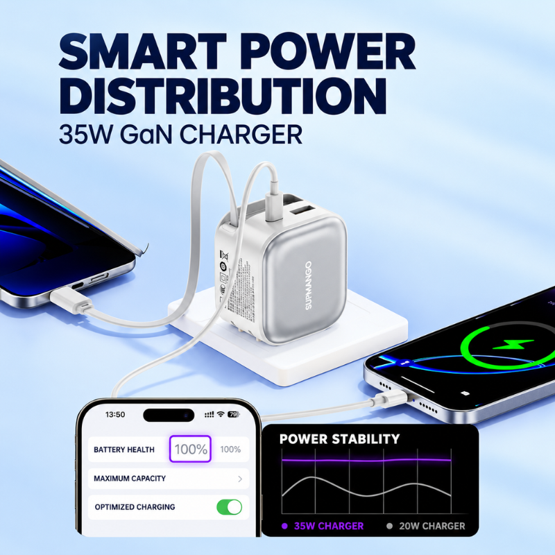 35W Dual Port with Retractable Cable