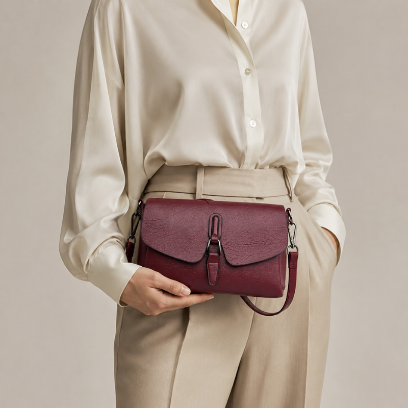 Vintage Leather Flap Crossbody Bag
