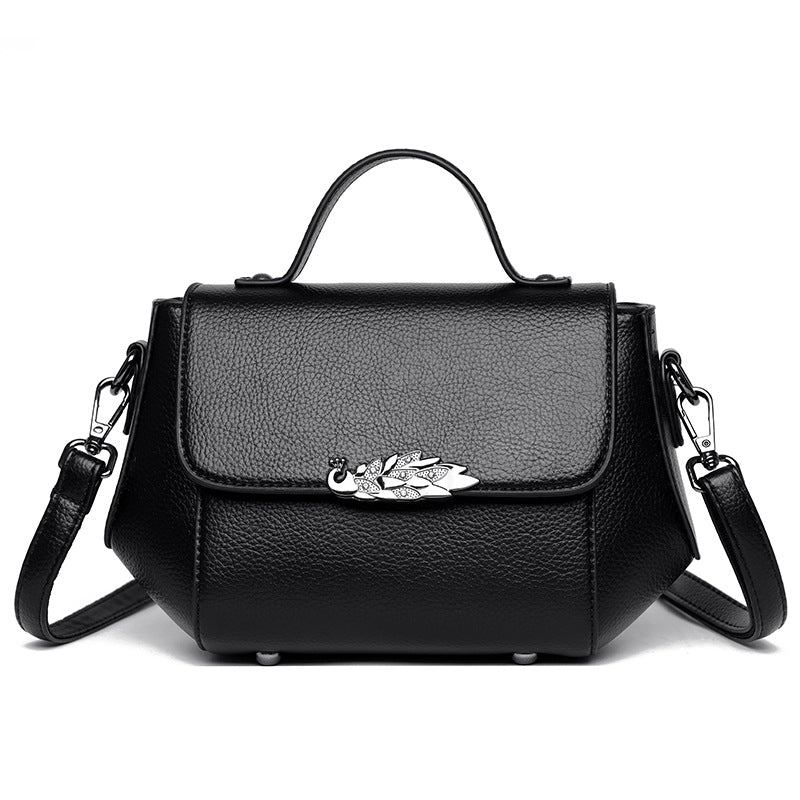 Metal Emblem Flap Handbag