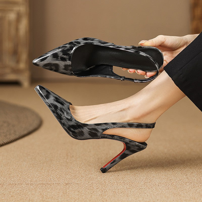Leopard Pointed Stiletto Sandals