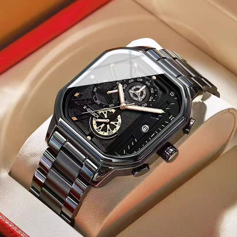 Angular Luminous Steel Watch