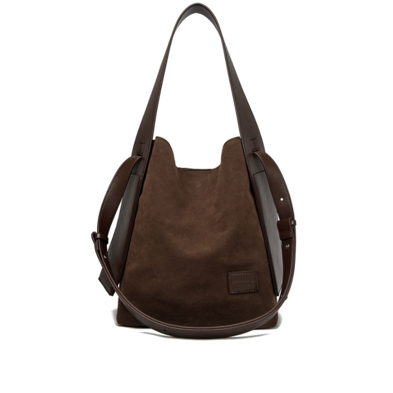 Mocha Suede Everyday Bucket Bag