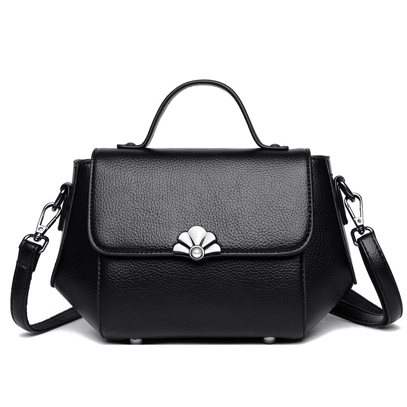 Metal Emblem Flap Handbag