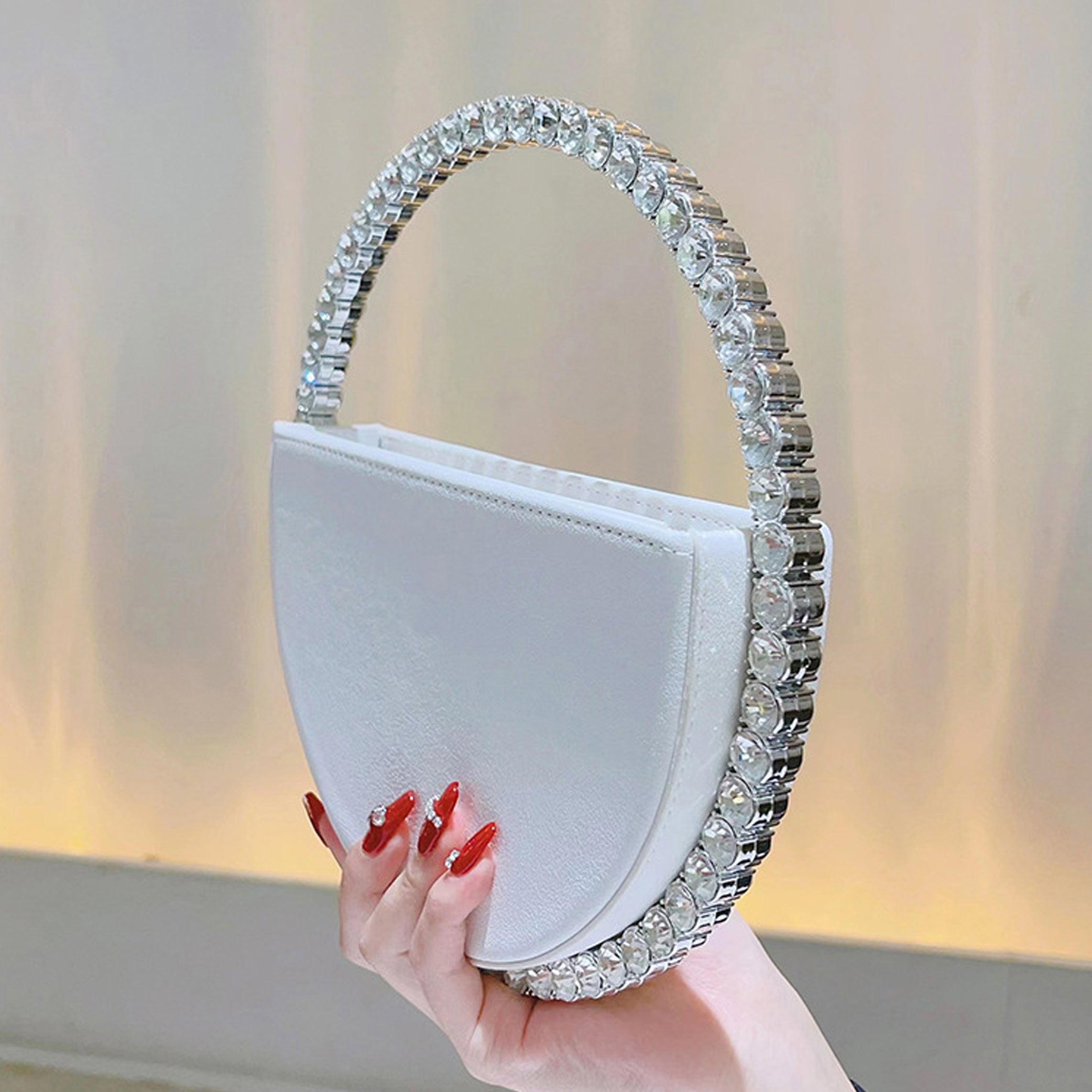 Crystal Diamond Round Sparkling  Evening Clutch