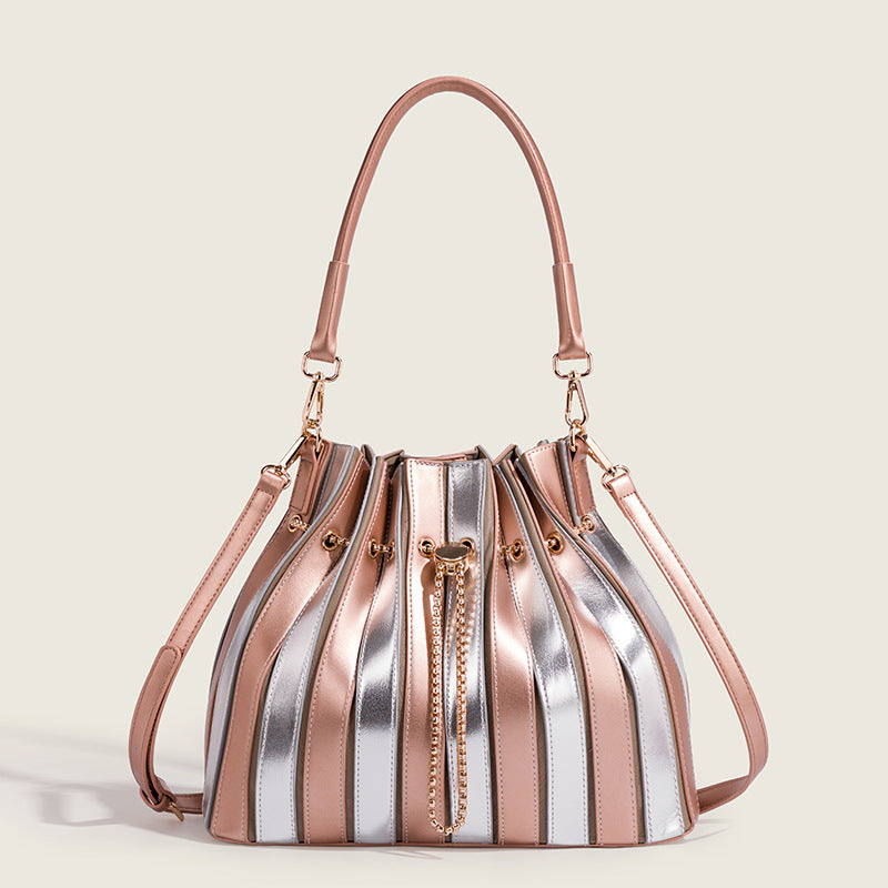 Chic Pleated Chain Bucket Bag