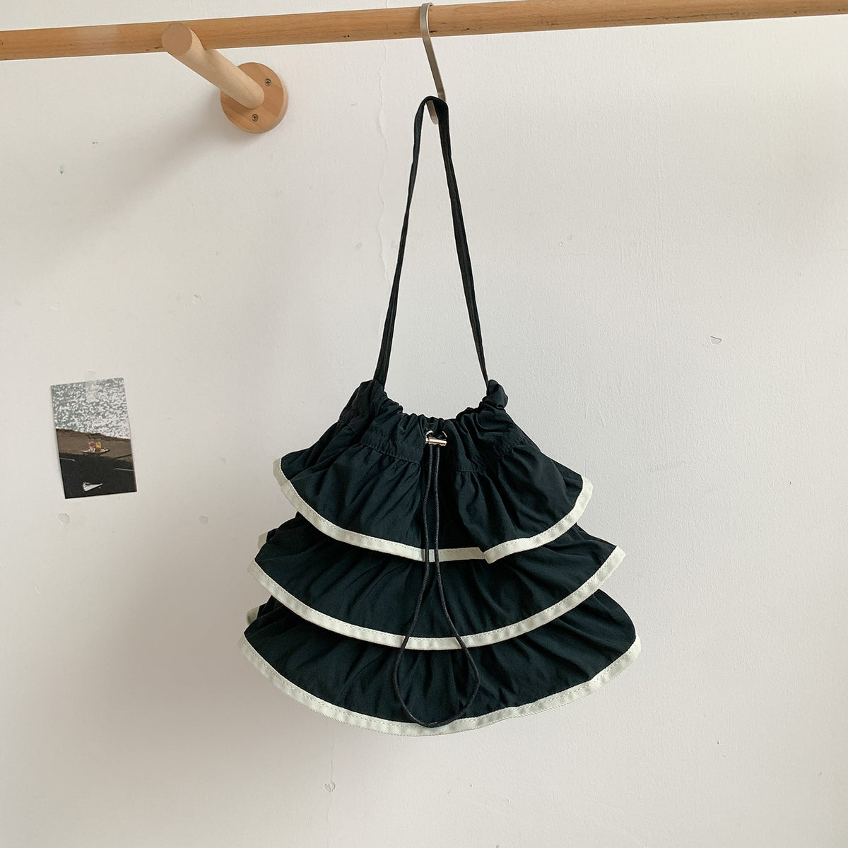Cloud Ruffle Drawstring Shoulder Bag