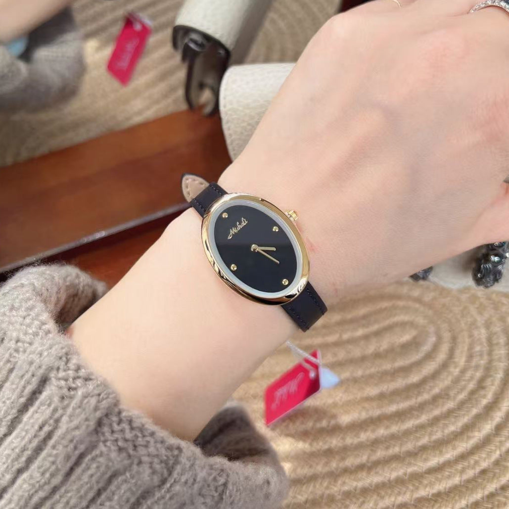 Oval Minimal Leather Watch